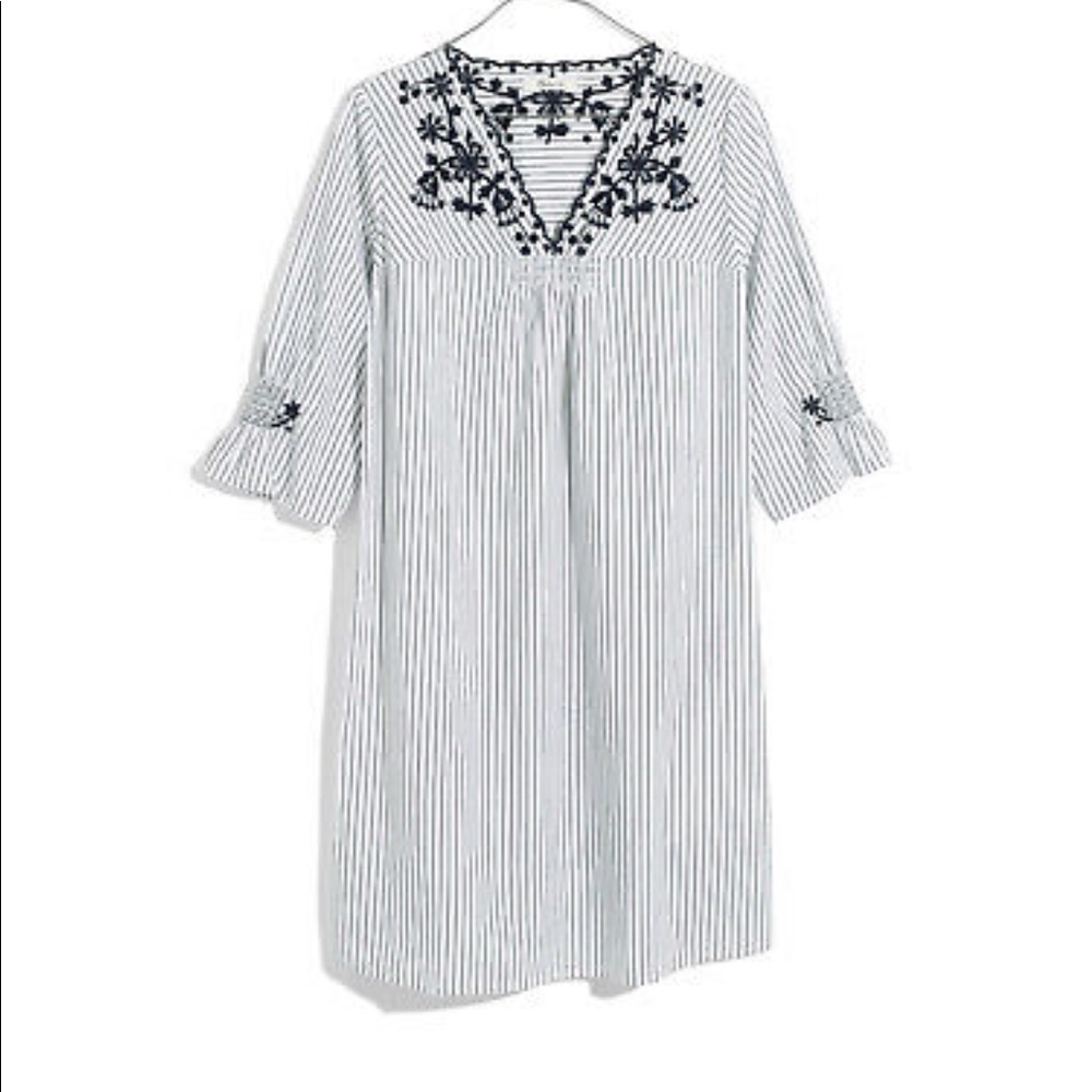 Madewell Embroidered Breeze Striped Dress XS